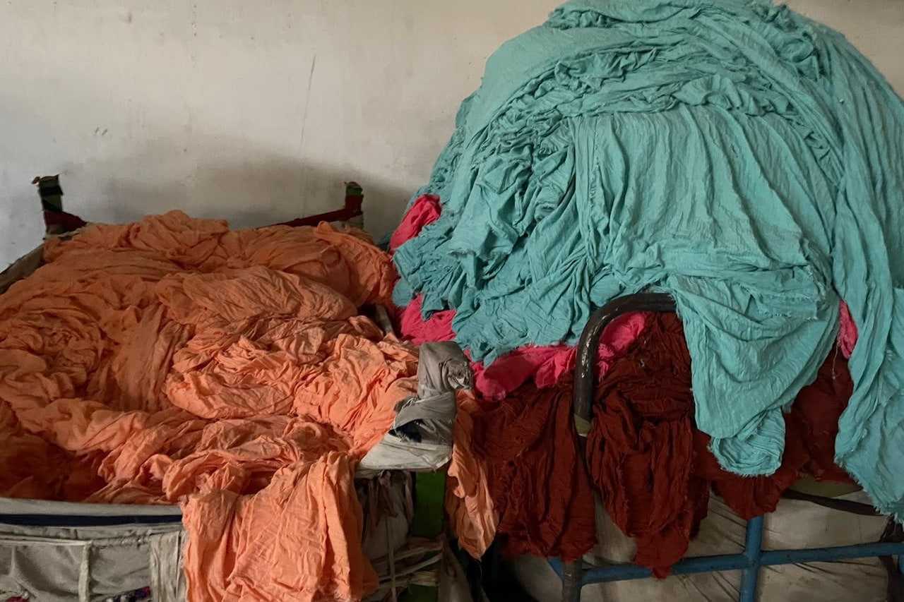 Colour-sorted fabric ready for the next production stage.
