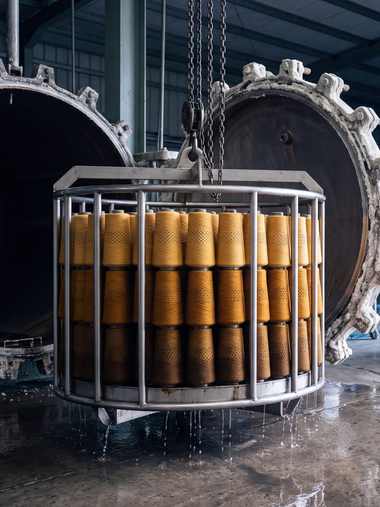 White fabric moving through the preparation line at AL-KHAIR DYEING.